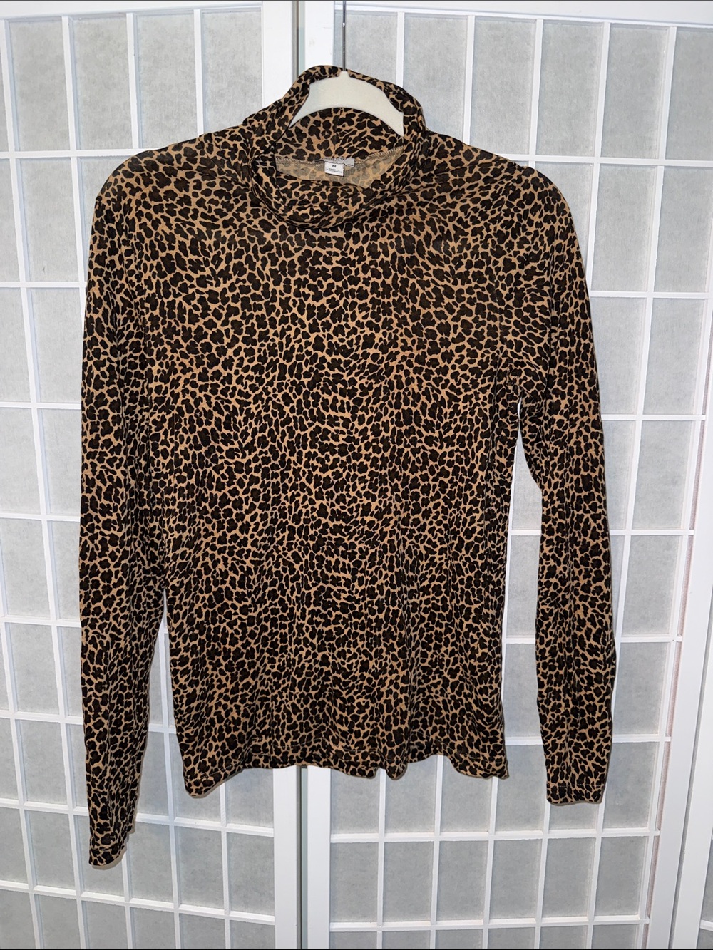 J Crew Women’s Leopard Print Mock Neck Long Sleeve Top - Brown size M